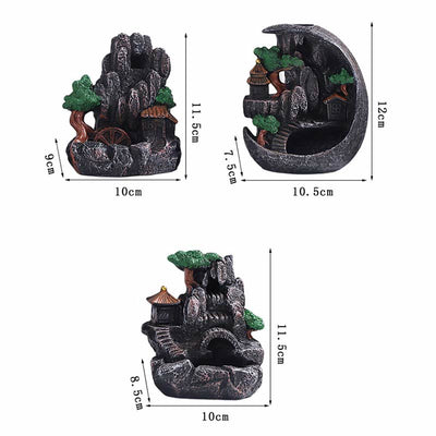 Buddha Stones Mountain Bridges Pattern Meditation Resin Backflow Incense Burner Incense Burner BS 19