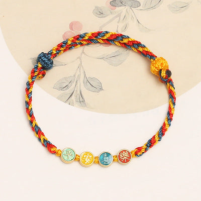 Buddha Stones Handmade Dunhuang Color Thread Peace And Joy Protection Braid String Bracelet Bracelet BS 5