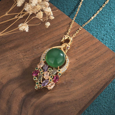 Buddha Stones Cyan Jade Success Necklace Chain Pendant Necklaces & Pendants BS 2