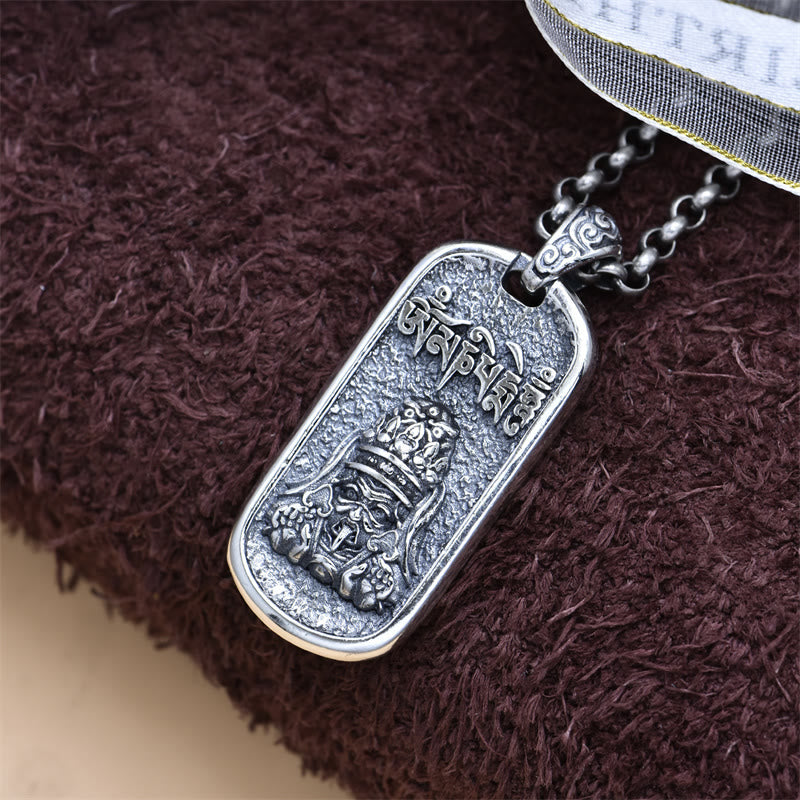 Foviel 925 Sterling Silver Zakiram Goddess of Wealth Om Mani Padme Hum Peace Necklace Pendant