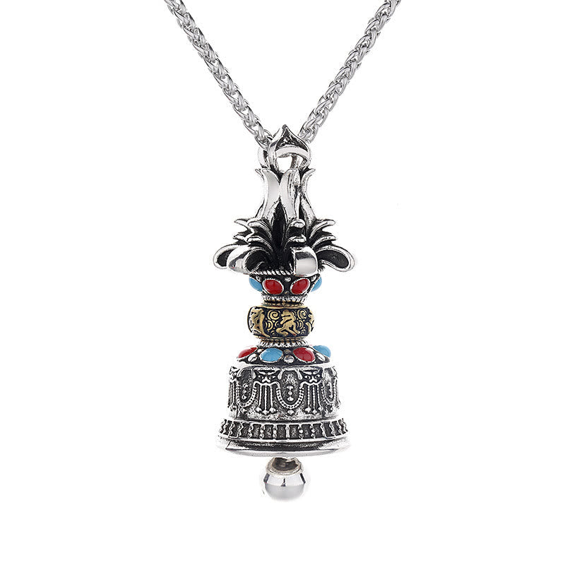 Buddha Stones Tibetan Om Mani Padme Hum Dorje Vajra Bell Strength Necklace Pendant Necklaces & Pendants BS 3
