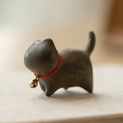 Foviel Green Sandalwood Small Leaf Red Sandalwood Cute Cat Animals Soothing Peace Decoration