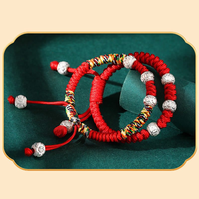 Foviel 925 Sterling Silver King Kong Knot Multicolored Red String Strength Handmade Braided Kids Child Bracelet