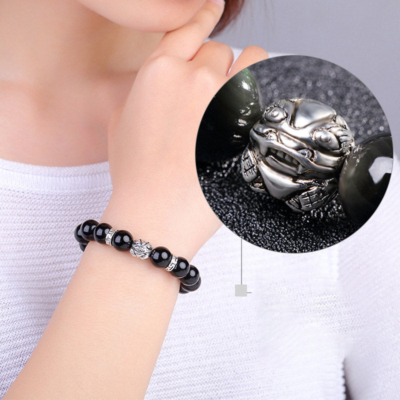 FengShui Natural Rainbow Obsidian PiXiu Blessing Bracelet Bracelet BS 6