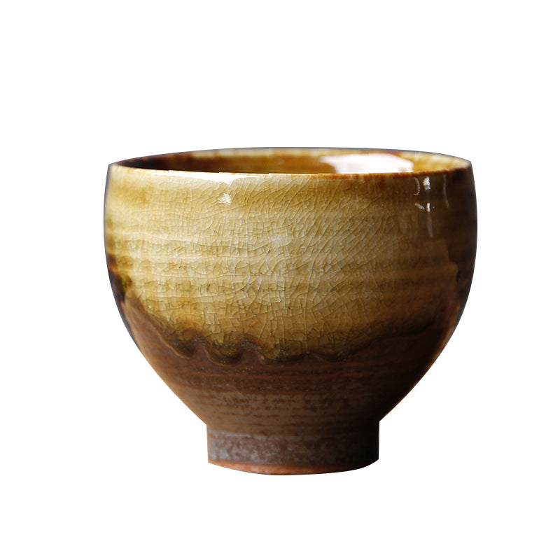 Buddha Stones Vintage Brown Beige Kiln Change Ceramic Teacup Kung Fu Tea Cup Bowl Cup BS 3