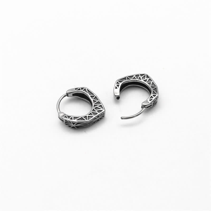 Buddha Stones Viking Hoop Titanium Steel Balance Earrings Earrings BS 10