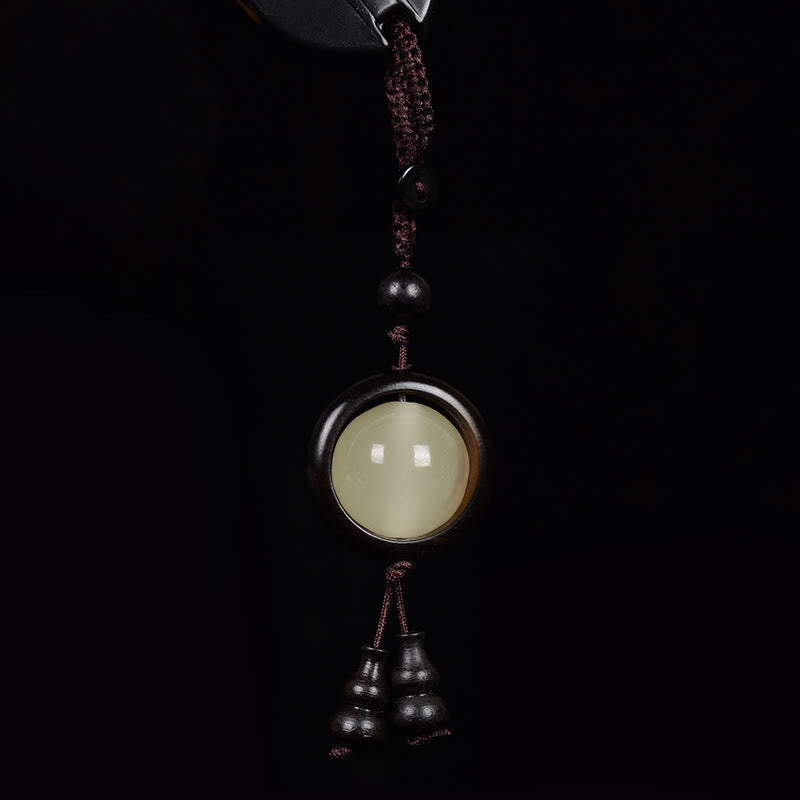 Porte-clés gourde porte-bonheur lumineux en bois de santal rouge, bois d'ébène et bois de santal vert Foviel