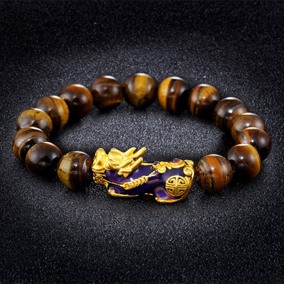 Foviel Tibetische handgefertigte Tigerauge Feng Shui Armband