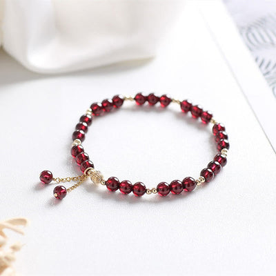 Buddha Stones 14K Gold Natural Garnet Calm Bracelet Bracelet BS Garnet(Purification♥Protection)