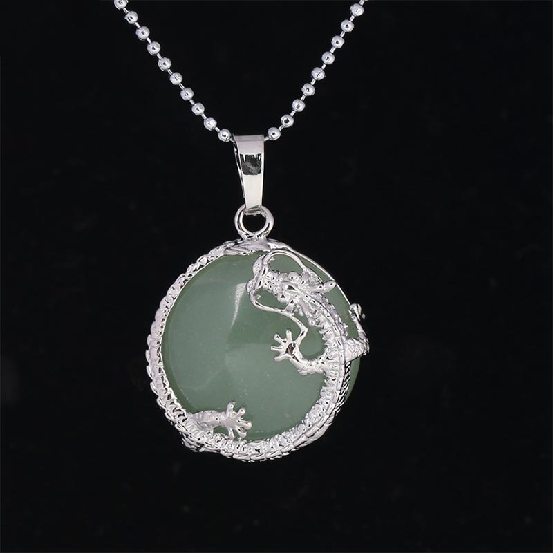 Buddha Stones Chinese Dragon Natural Quartz Crystal Healing Energy Necklace Pendant Necklaces & Pendants BS Green Aventurine
