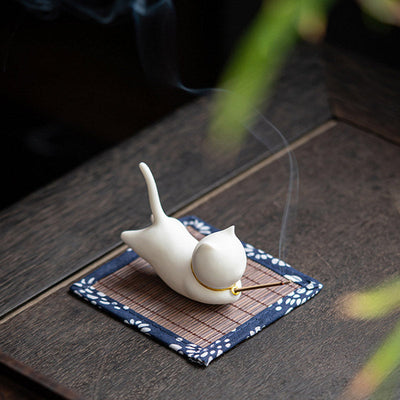Lovely Cat Panda Ceramic Blessing Incense Burner Decoration Incense Burner BS 4