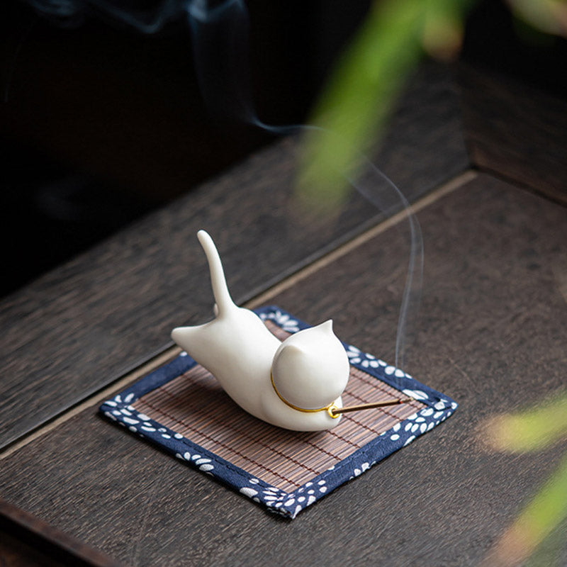 Lovely Cat Panda Ceramic Blessing Incense Burner Decoration Incense Burner BS 4