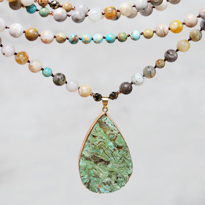 Buddha Stones Natural Ocean Picasso Jasper Beaded Healing Neckace Bracelet BS 1
