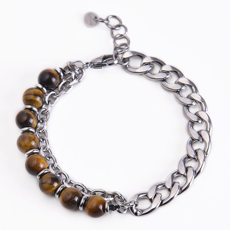 Buddha Stones Tiger Eye Picasso Jasper Frosted Stone Strength Bracelet Bracelet BS Tiger Eye