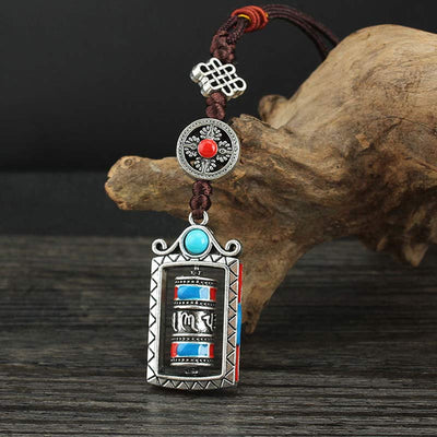 Buddha Stones Six True Words Prayer Wheel Rotation Knot Blessing Keychain Decoration Decorations BS 1