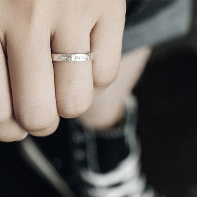 Foviel 925 Sterling Silber Einfaches Design Segen Paar Ring