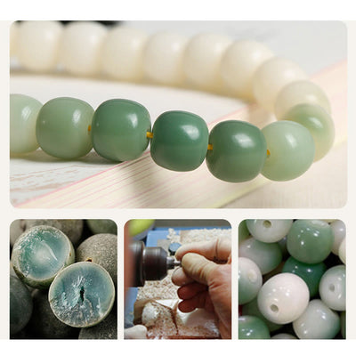 Buddha Stones Natural Gradient Bodhi Seed Fortune Money Bag Lotus Wisdom Tassel Wrist Mala Wrist Mala BS 19