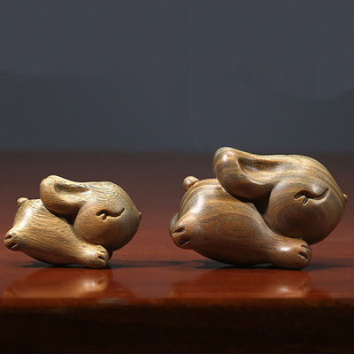 Buddha Stones Green Sandalwood Small Mini Cute Rabbit Bunny Peace Decorations Decorations BS 11