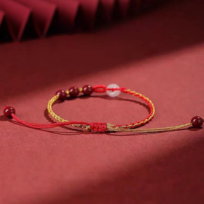 Buddha Stones Natural Cinnabar Jade Peace Buckle Blessing Bracelet Bracelet BS 18