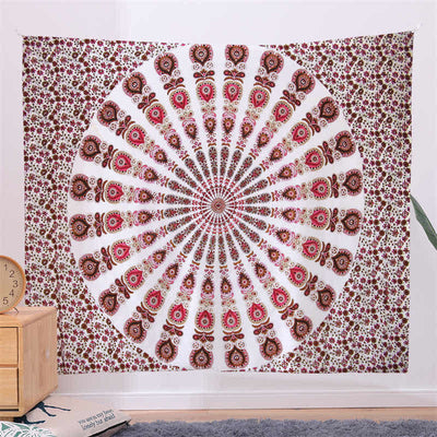Bohemian Mandala Pattern Tapestry Wall Hanging Wall Art Focus Creativity Home Living Room Decor Tapestry BS Red 150*230cm