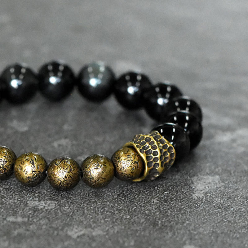 Buddha Stones Rainbow Obsidian Copper Bead Positive Transformation Bracelet Bracelet BS 4