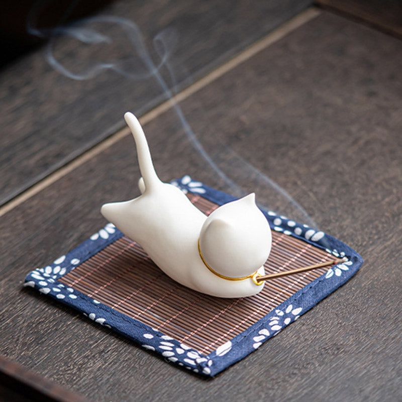 Lovely Cat Panda Ceramic Blessing Incense Burner Decoration Incense Burner BS 5