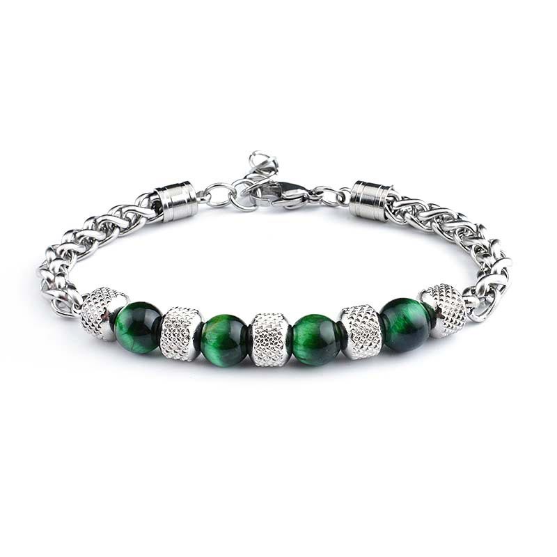 Buddha Stones Black Onyx Tiger Eye Bead Courage Bracelet Bracelet BS Green Tiger Eye 8mm
