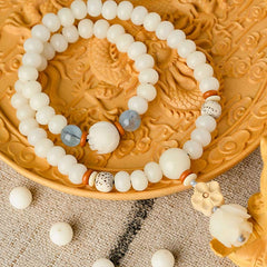 Bracelet de bénédiction lotus Bodhi en jade blanc tibétain Foviel
