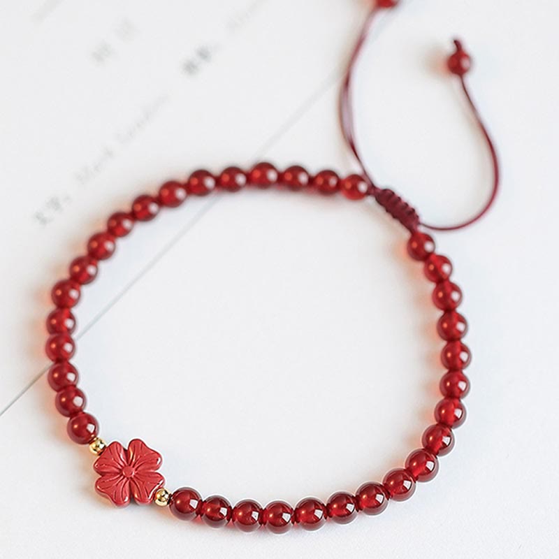 Natural Red Agate Endless Knot Four Leaf Clover Star Confidence String Bracelet Bracelet BS 13