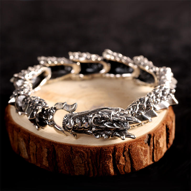 Foviel 925 Sterling Silver Dragon Luck Success Bracelet Bangle