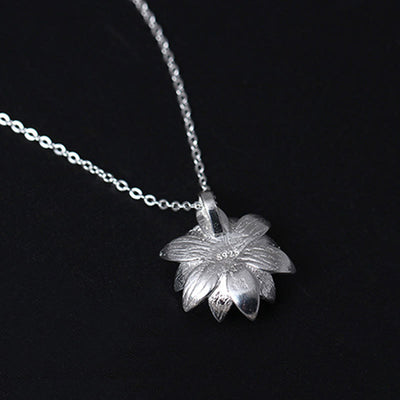 Buddha Stones 925 Sterling Silver Lazurite Lotus Flower Self Care Necklace Pendant - image 6