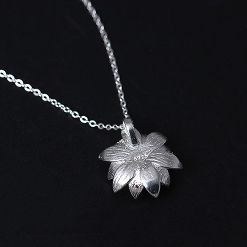 Buddha Stones 925 Sterling Silver Lazurite Lotus Flower Self Care Necklace Pendant - image 6