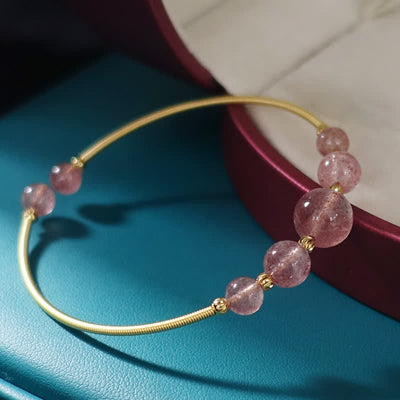 Buddha Stones Natural Strawberry Quartz Love Healing Bracelet Bangle Bracelet BS 5