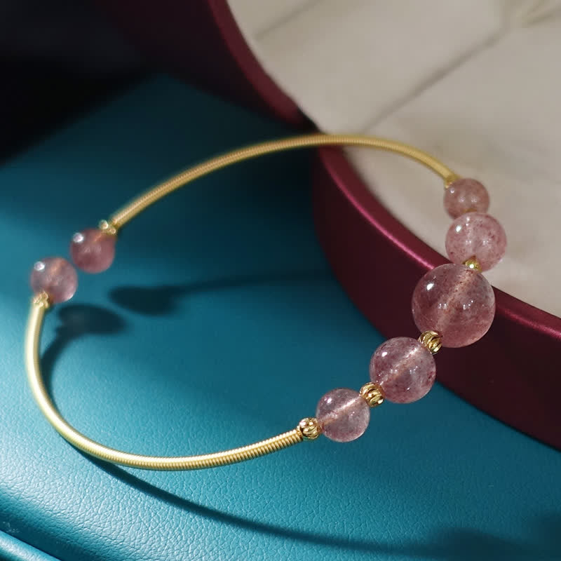 Buddha Stones Natural Strawberry Quartz Love Healing Bracelet Bangle Bracelet BS 5