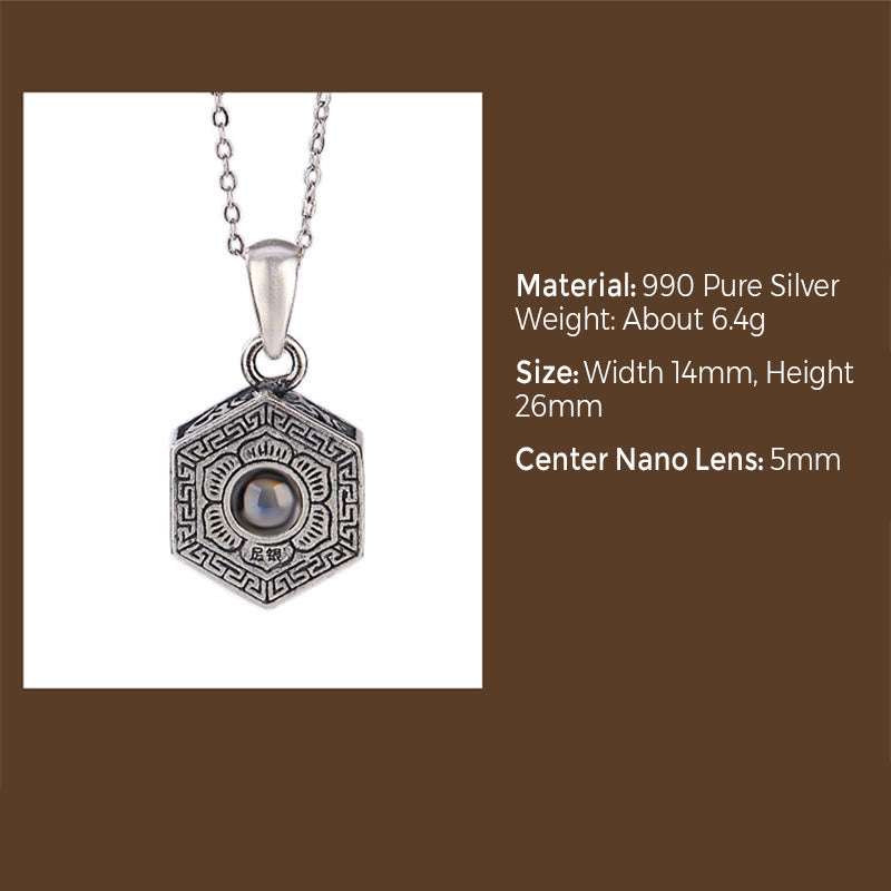 Buddha Stones 990 Sterling Silver Tibetan Om Mani Padme Hum Lotus Love Projection Necklace Pendant Necklaces & Pendants BS 8