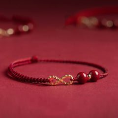 Buddha Stones Cinnabar Blessing Red String 14K Gold Infinity Symbol Bracelet Anklet Bracelet Anklet BS Dark Red Anklet(Anklet Circumference 16-26cm)