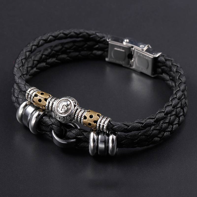 Buddha Stones 12 Constellations of the Zodiac Hematite Protection Bracelet Bracelet BS Aquarius