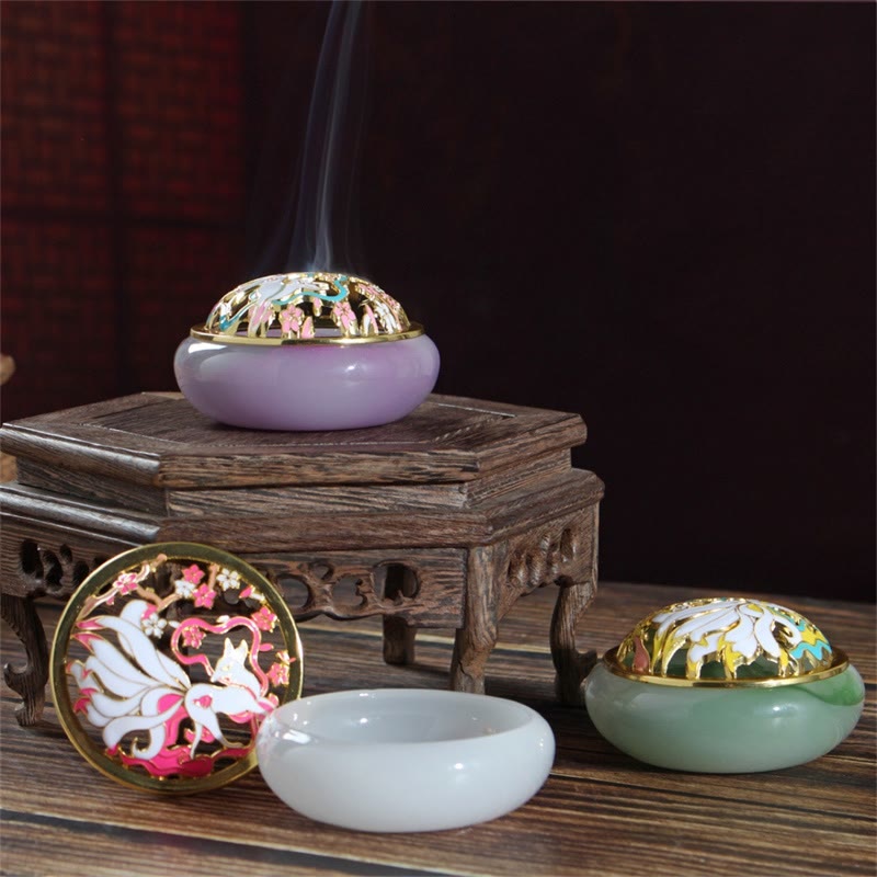 Buddha Stones Nine Tailed Fox Liuli Crystal Healing Meditation Incense Burner Incense Burner BS main