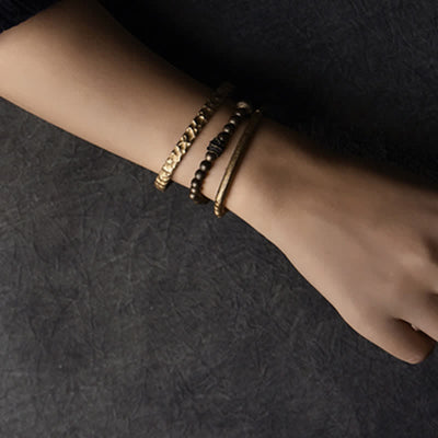 Buddha Stones Lava Rock Stone Copper Balance Cuff Bracelet Bangle - image 17