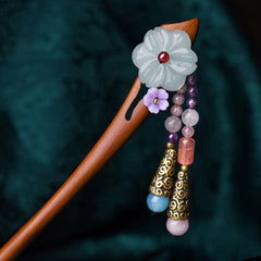 Buddha Stones Red Sandalwood Amethyst Aventurine Protection Hairpin Decoration Hairpin BS Red Sandalwood (Protection ♥ Calm)