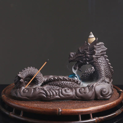 Buddha Stones Dragon Playing Ball Flower Protection Incense Burner Decoration Incense Burner BS 3