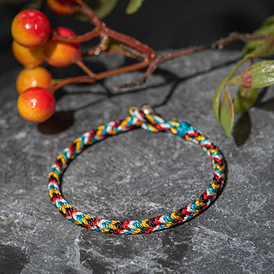 Buddha Stones Tibet Handmade Five Color Thread Protection Braid String Bracelet Bracelet BS 3