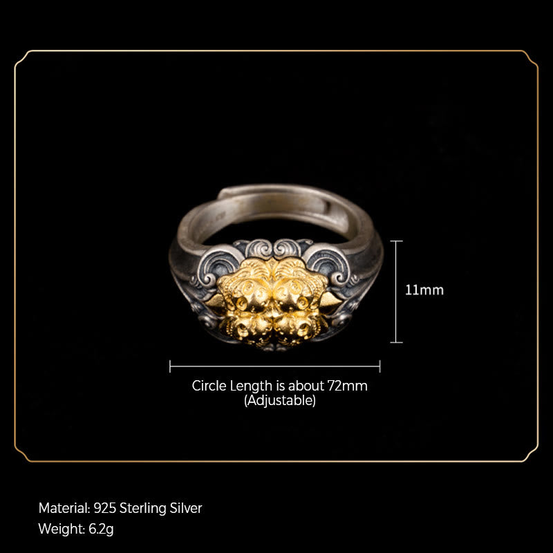 Buddha Stones 925 Sterling Silver Tibetan Skull Protection Adjustable Ring Ring BS 7
