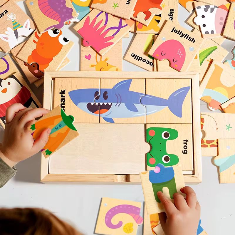 Animal Matching Puzzle Set | 3-Piece Wooden Puzzle with Storage Box