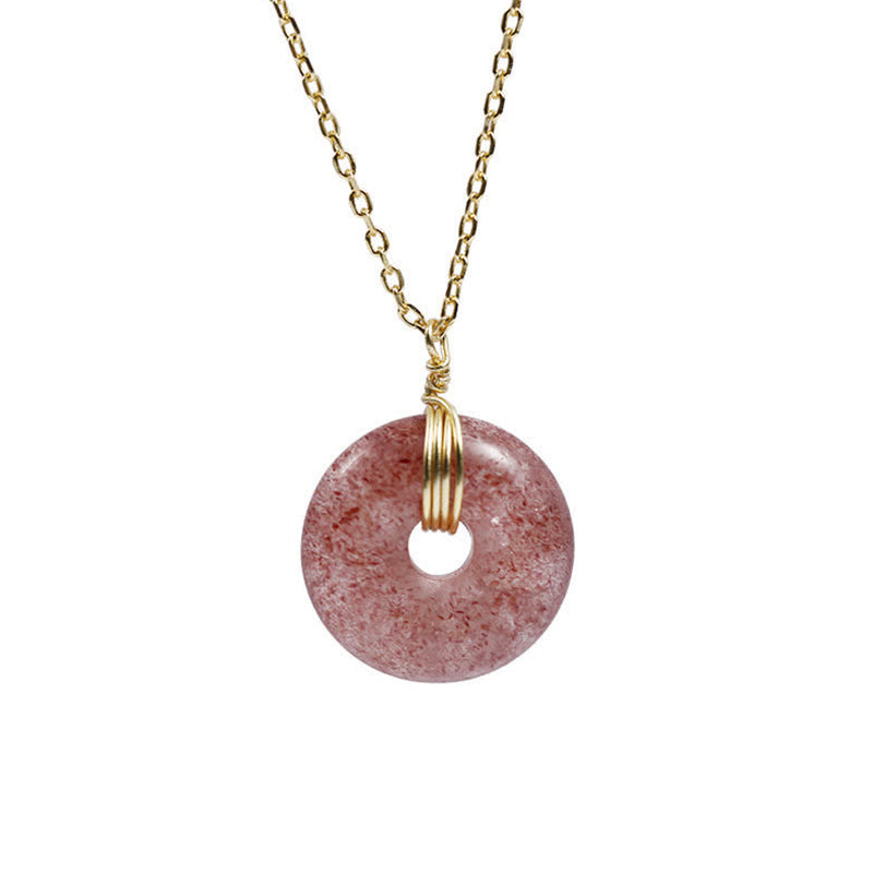 Buddha Stones 925 Sterling Silver Strawberry Quartz Healing Positive Necklace Necklaces & Pendants BS 8