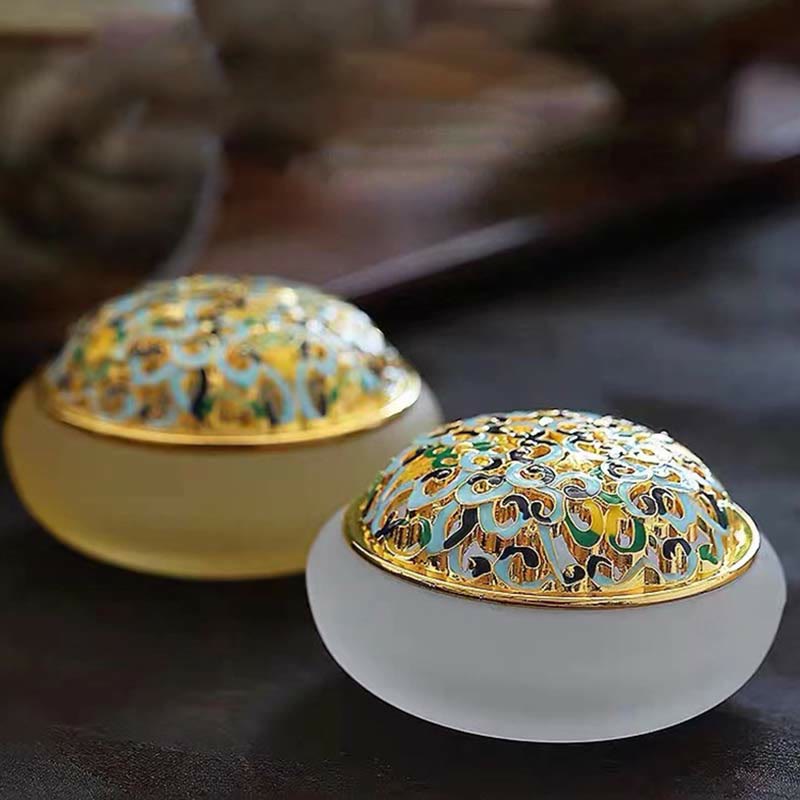 Buddha Stones Lotus Liuli Crystal Healing Meditation Incense Burner Incense Burner BS 12
