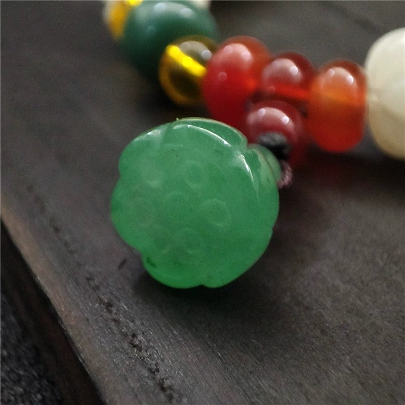 Buddha Stones Natural Bodhi Seed Agate Bodhi Harmony Bracelet Bracelet BS 6