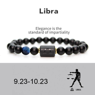 Buddha Stones 12  Constellations of the Zodiac Black Onyx Adjustable Bracelet Bracelet BS Libra
