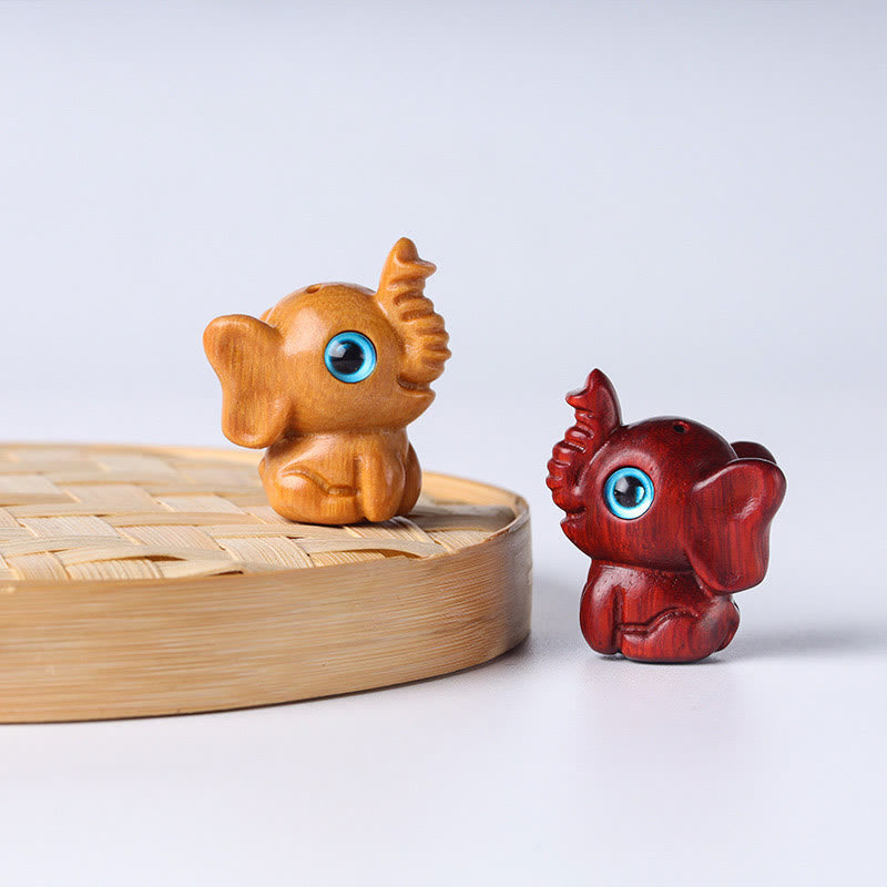 Foviel Sandalwood Small Leaf Red Sandalwood Green Sandalwood Lucky Mini Elephant Carved Protection Decoration