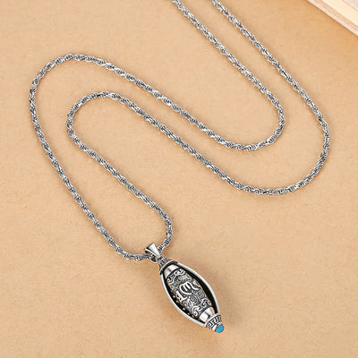 Buddha Stones Tibet Om Mani Padme Hum Protection Necklace Rotatable Pendant Necklaces & Pendants BS 5